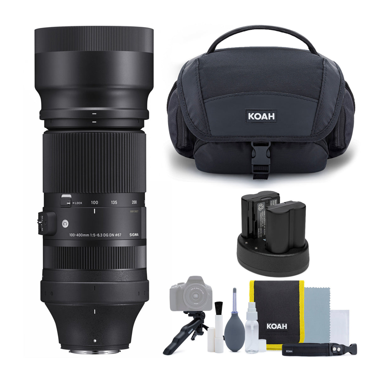 Sigma 100-400mm F5-6.3 DG DN OS Contemporary Lens for Fujifilm X Mount w/Rechargeable Battery Bundle