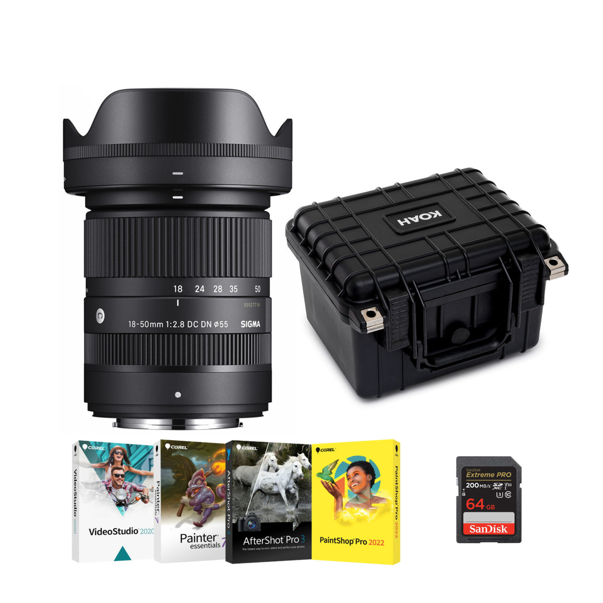 Sigma 18-50mm F2.8 DC DN Contemporary Lens for Fujifilm X Mount with Hard Case Travel Bundle