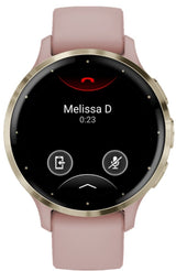 Garmin Venu 3S Smartwatch (Soft Gold/Dust Rose) with Charging Stand and Port Plugs