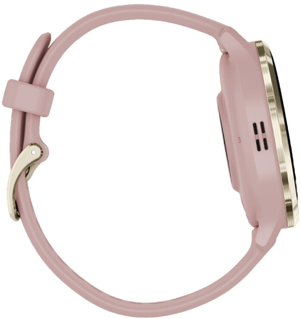 Garmin Venu 3S Smartwatch (Soft Gold/Dust Rose) with Charging Stand and Port Plugs