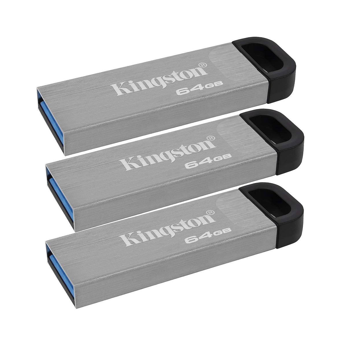 Kingston 64GB DataTraveler Kyson USB 3.2 Gen 1 200MB/s Read Metal Flash Drive (3-pack)