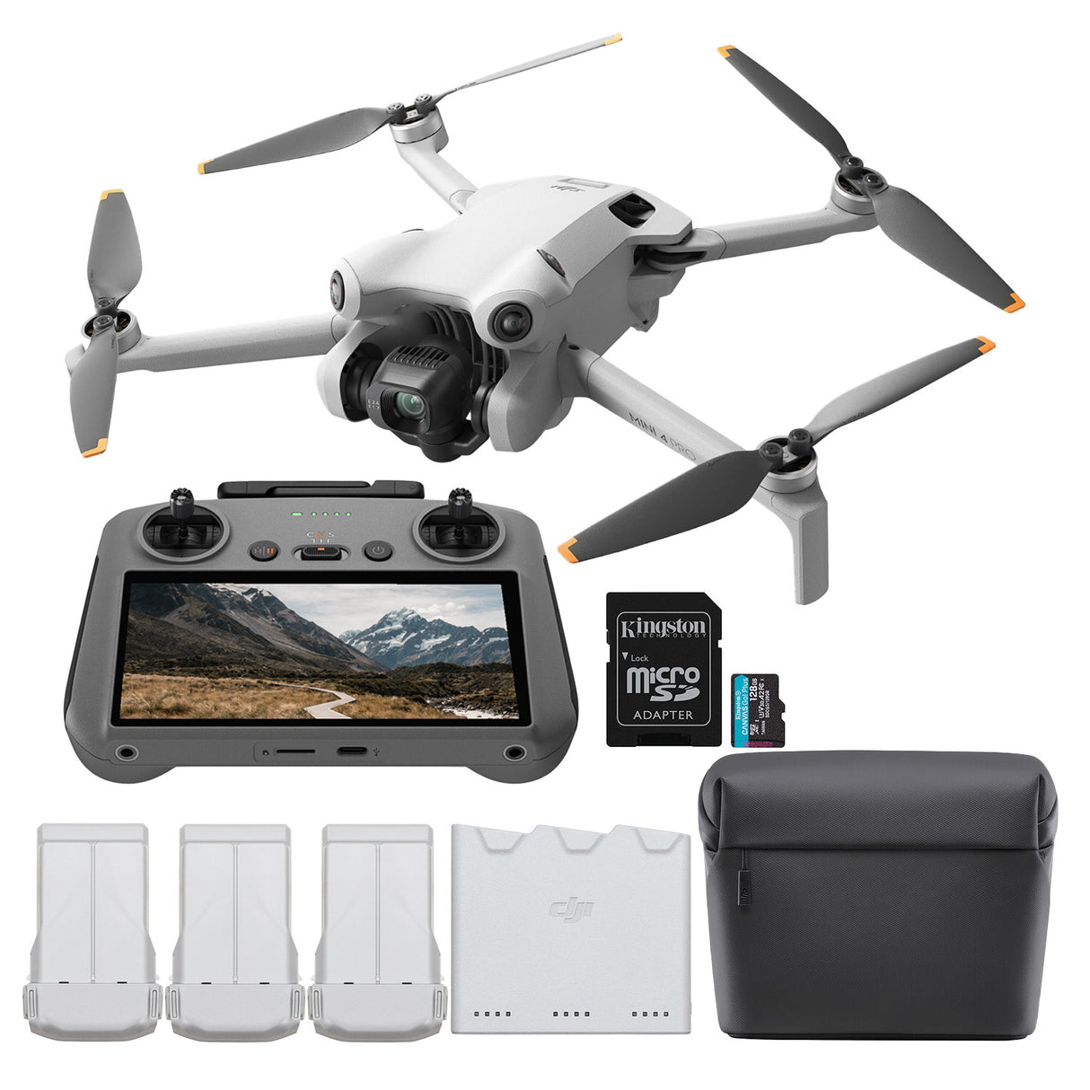 DJI Mini 4 Pro Quadcopter Drone Fly More Combo Plus with RC 2 Controller with 128GB SD Card