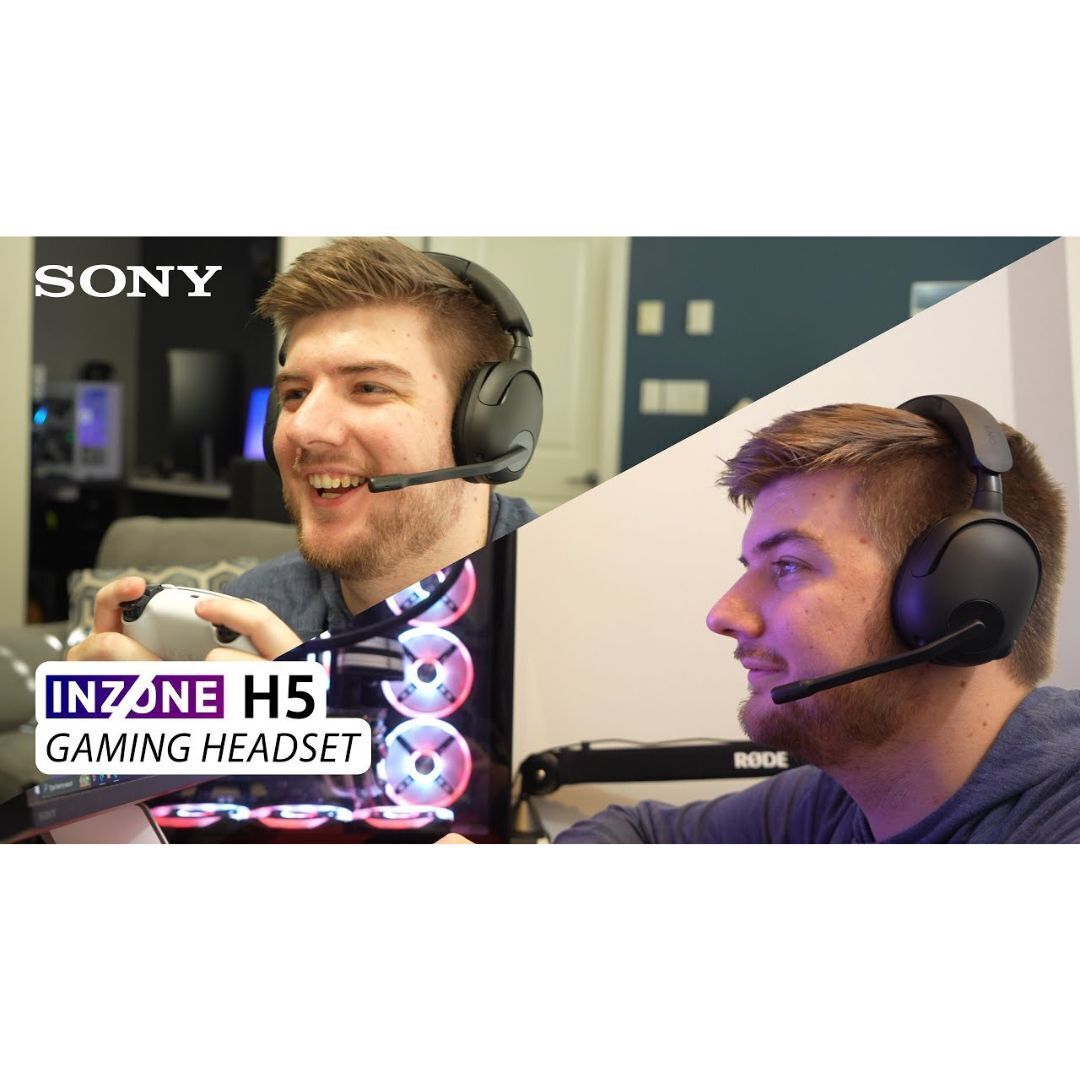 Sony INZONE H5 Wireless Gaming Headset with AI Noise Reduction and Built-In Battery (Black)
