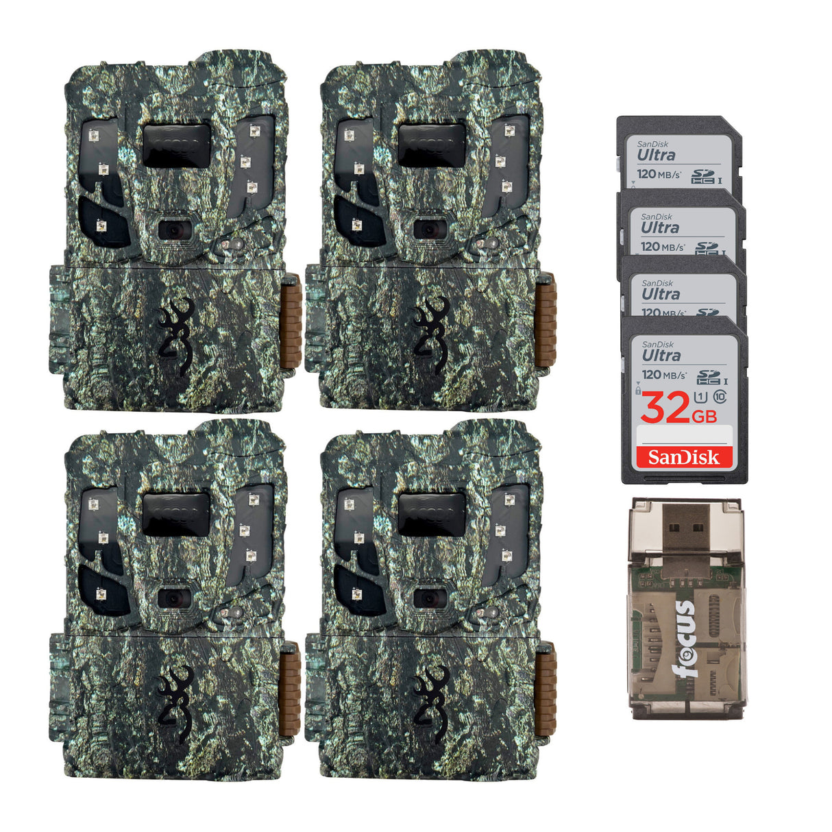 Browning 4PK Pro Scout Max Extreme HD Cellular Trail Camera with 32GB Memory Card and Reader