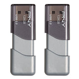 PNY 256GB Turbo Attache 3 USB 3.0 Portable Sliding Collar Cap-Less Flash Drive (2 x 128GB, Silver)
