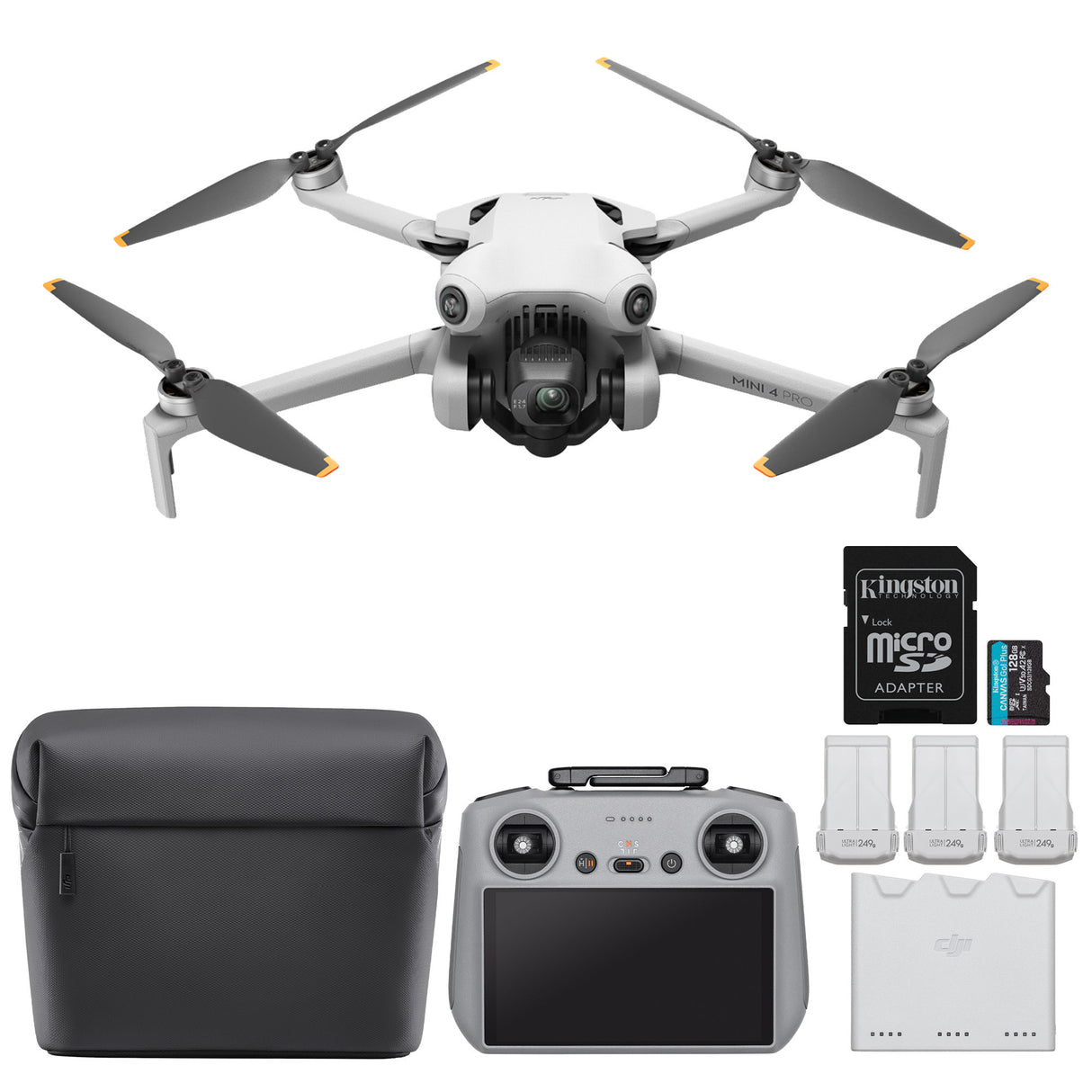 DJI Mini 4 Pro Fly More Combo (DJI RC 2) Drone with 128GB Card- Lightweight Mini Drone, 4K HDR Video