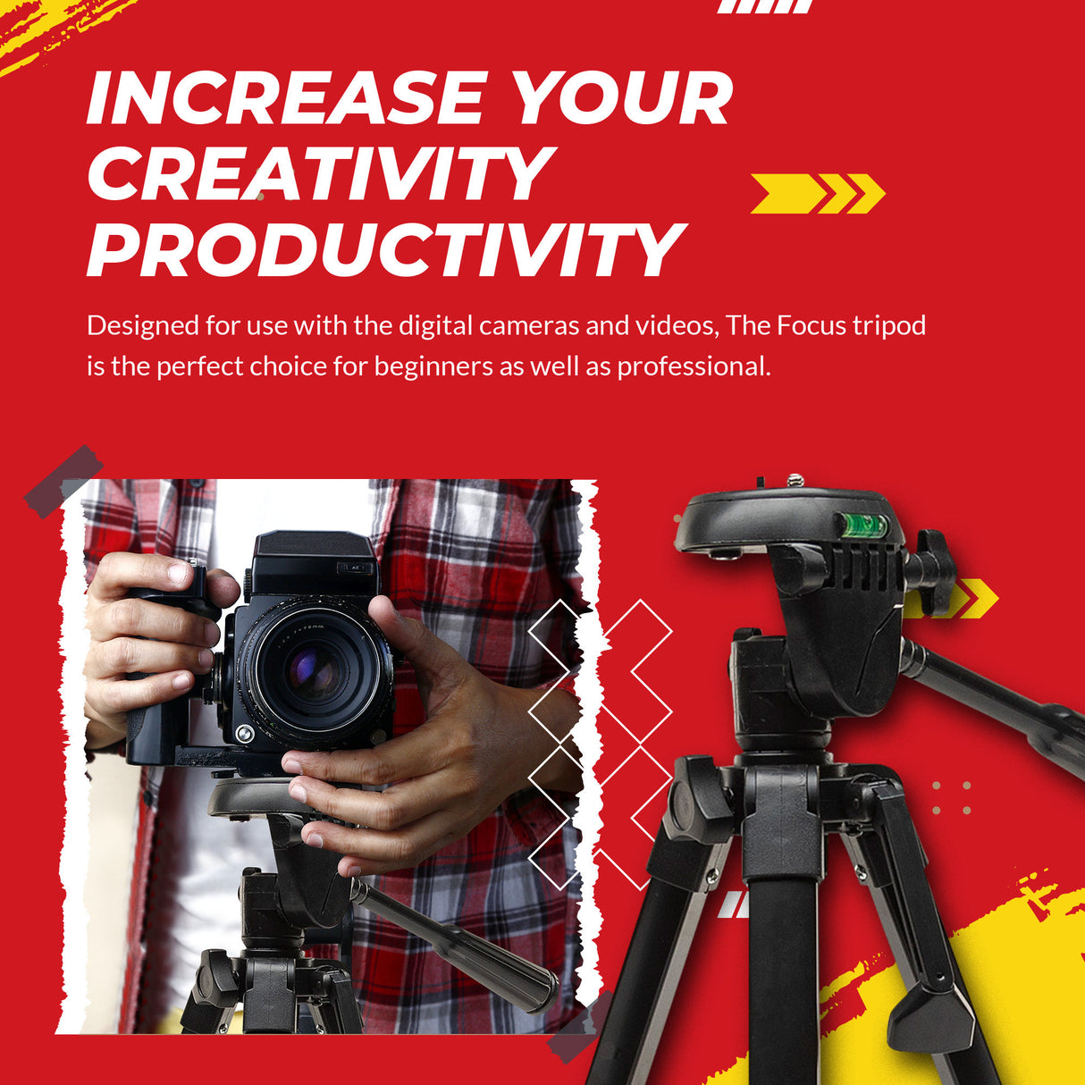 Focus Camera Travel DSLR Camera Tripod Stand with 64GB SD Card, and Card Reader