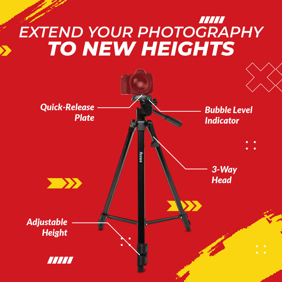 Focus Camera Travel DSLR Camera Tripod Stand with 64GB SD Card, and Card Reader