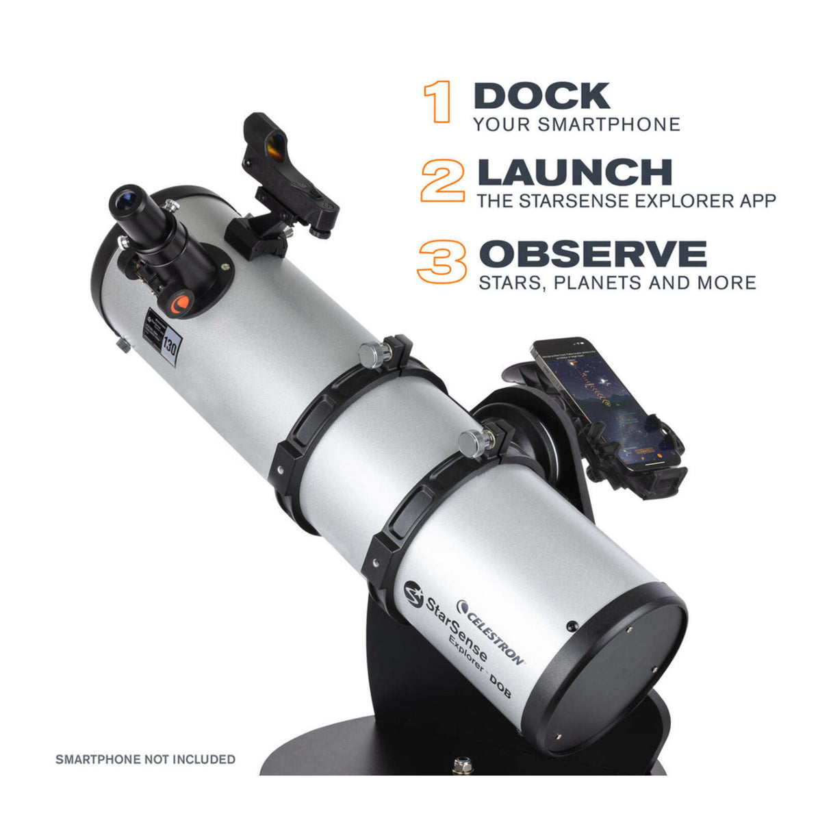 Celestron Starsense Explorer 130mm Tabletop Dobsonian Telescope and Metal Tripod