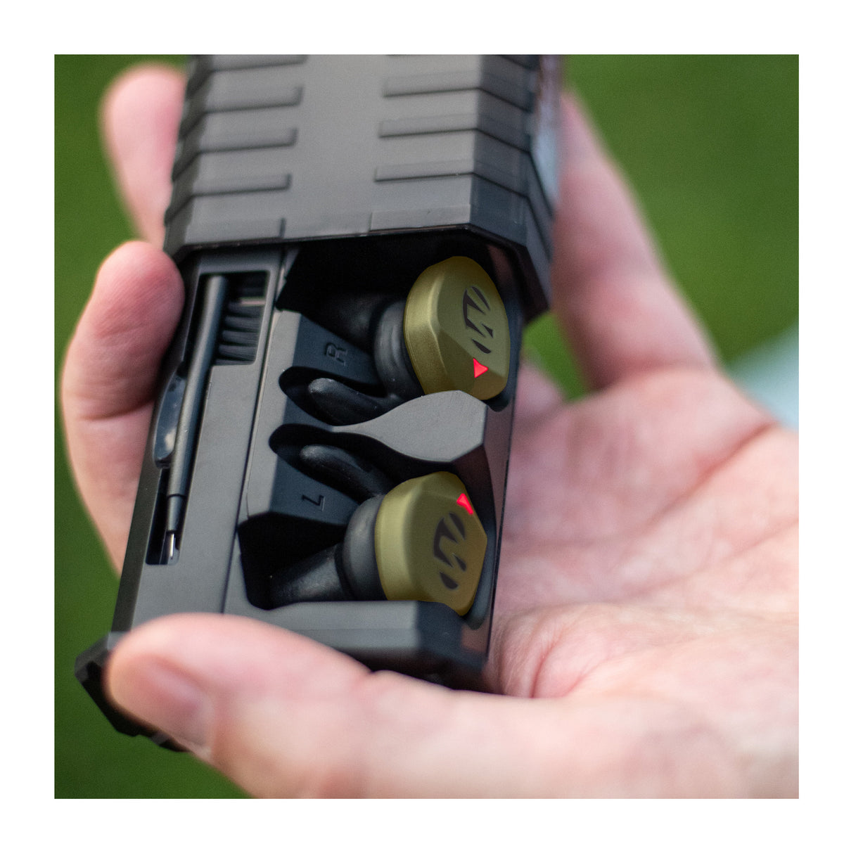Walker's Silencer BT 2.0 Rechargeable Electronic Earbuds (OD Green) with Glasses