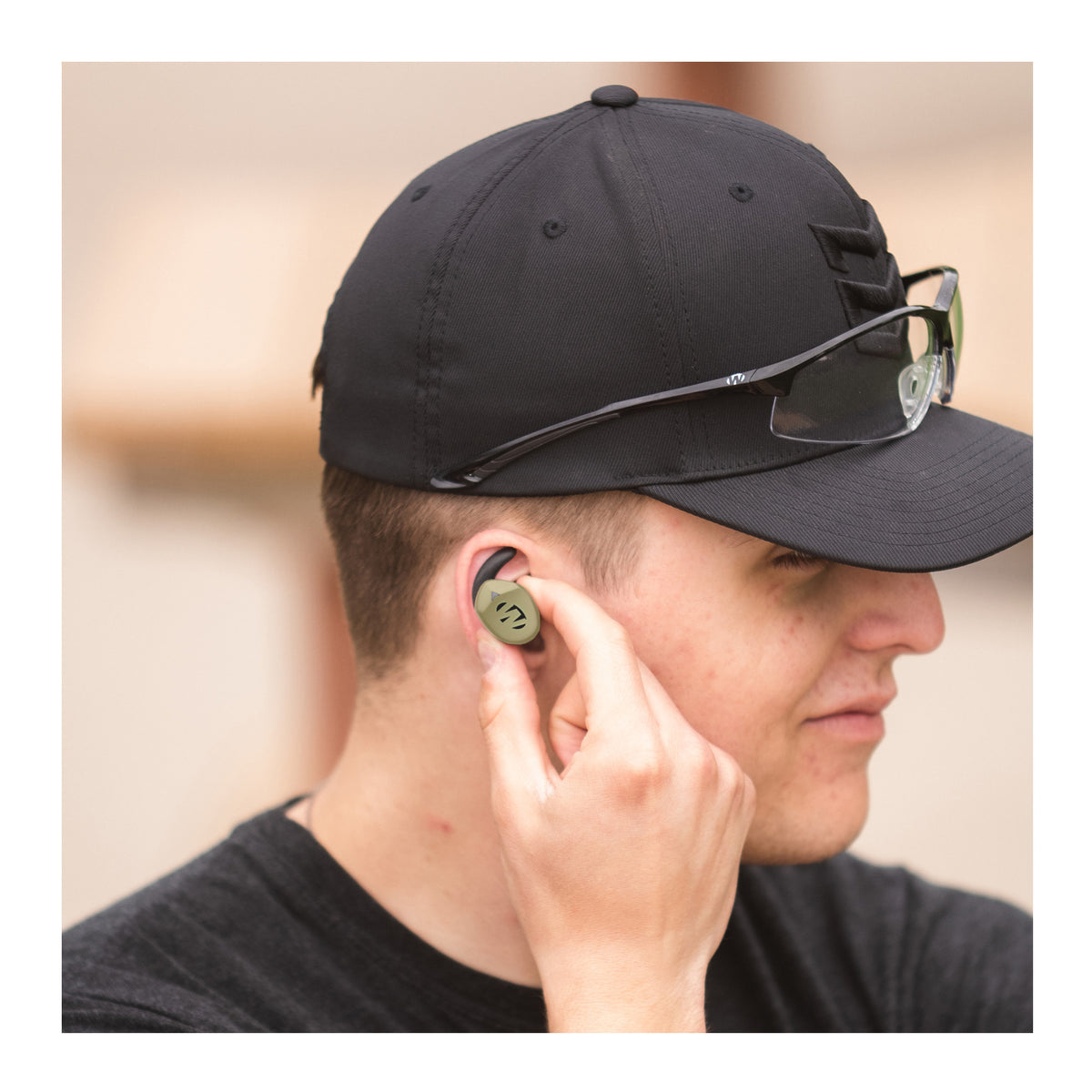 Walker's Silencer BT 2.0 Rechargeable Electronic Earbuds (OD Green) with Glasses