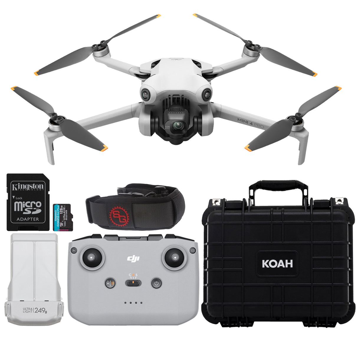 DJI Mini 4 Pro Drone with 128GB Card, Strap and Case- Lightweight and Foldable Mini Camera Drone