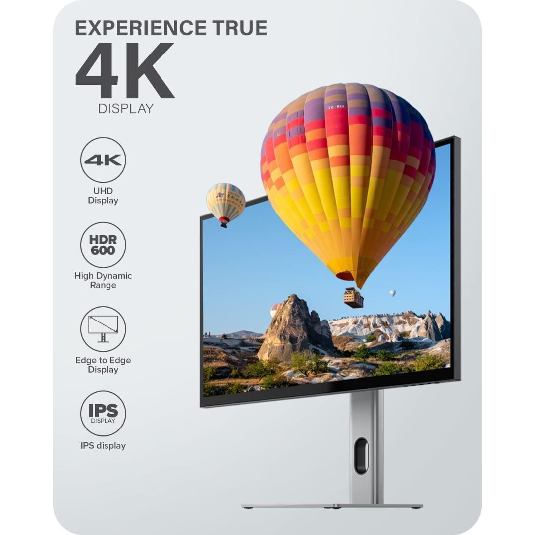 Alogic Clarity 27-Inch UHD 4K Monitor with 8-in-1 Hub, IPS Panel, 600 HDR, and Wall Mountability