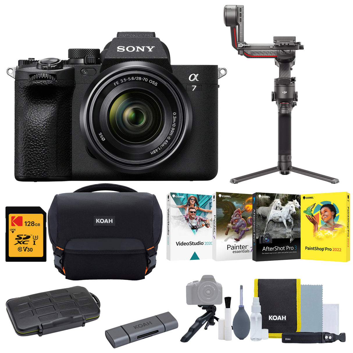 Sony a7 IV Mirrorless Camera with 28-70mm Lens and DJI RS 4 Gimbal Stabilizer
