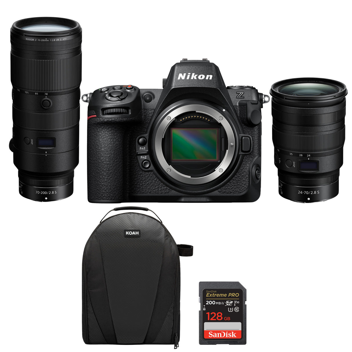 Nikon Z8 Full-Frame Mirrorless Camera - 45.7MP Sensor with NIKKOR 24-70mm and 70-200mm Lens Bundle