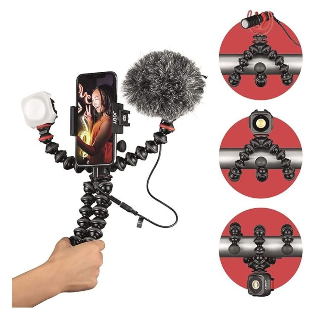 JOBY GorillaPod Mobile Vlogging Kit for Smartphone Vlogging with Wavo Mobile Mic and Beamo LED Light