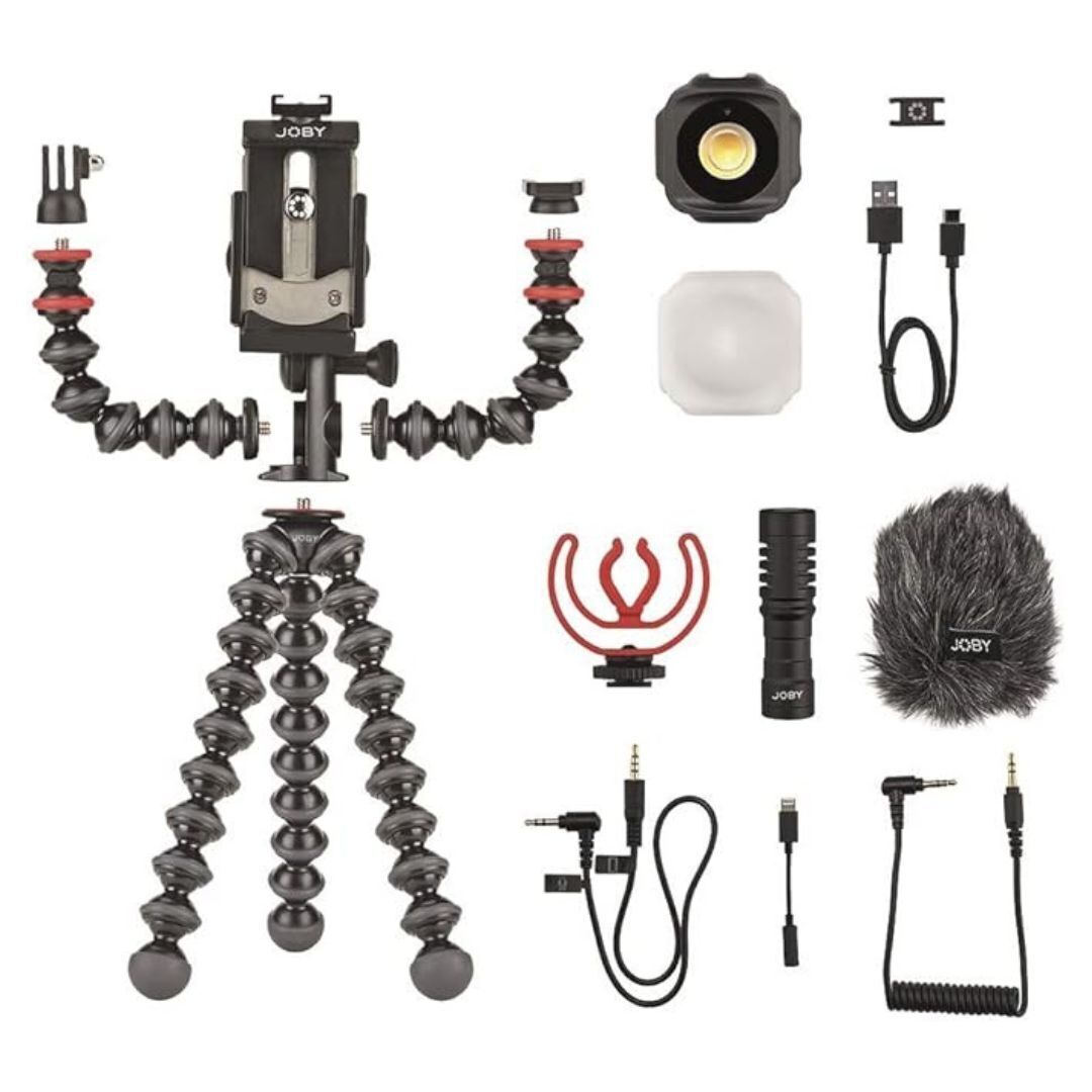 JOBY GorillaPod Mobile Vlogging Kit for Smartphone Vlogging with Wavo Mobile Mic and Beamo LED Light