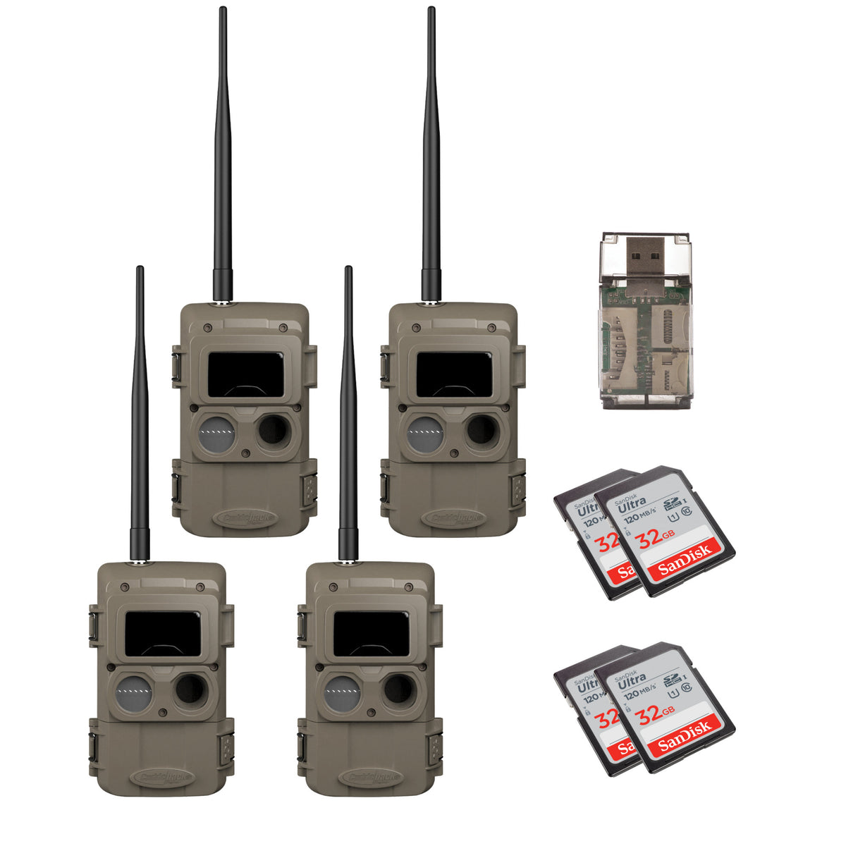 Cuddeback CuddeLink Wireless Trail Camera System with 32 GB Memory Cards Bundle (4-Pack)