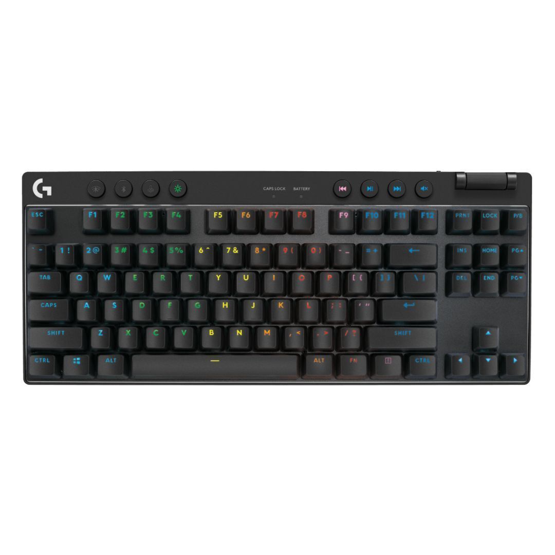 (D) Logitech G PRO X TKL Lightspeed Wireless Gaming Keyboard, Ultra-Portable Tenkeyless Design, Clicky Switches, Black