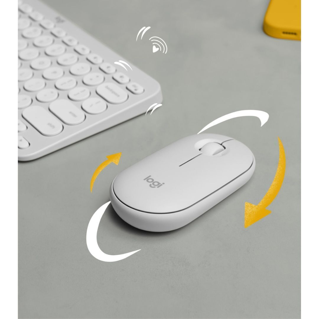 Logitech Pebble Slim Bluetooth Wireless Mouse 2 M350S, Tonal White