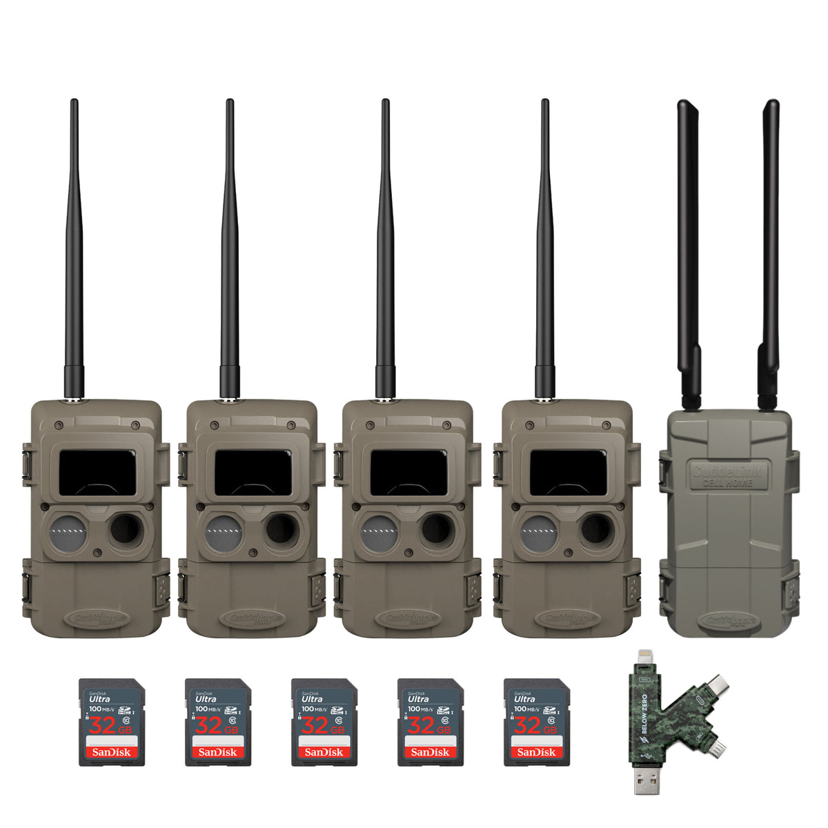 Cuddeback CuddeLink Wireless 3rd Gen Trail Cameras with Cell Home Trail Camera Bundle (4-Pack)