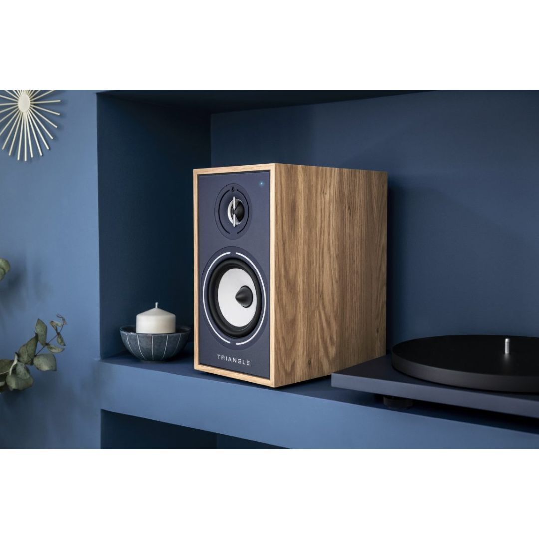Triangle Borea Active BR03 BT Wireless Bluetooth Bookshelf Speaker (Light Oak Blue)