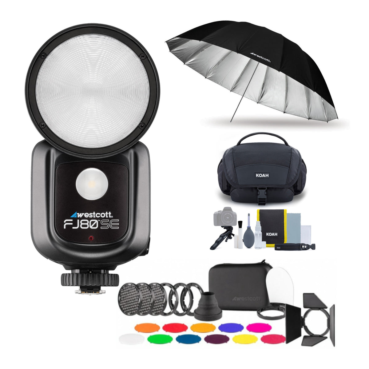 Westcott FJ80-SE M Universal 80Ws Speedlight Bundle with Creative Pack, Umbrella, and Accessory Kit