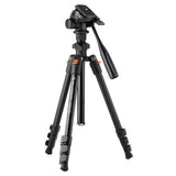 K&F Concept 64-Inch Professional Aluminum Tripod Model K234A0 and Video Head with Phone Holder