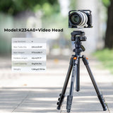 K&F Concept 64-Inch Professional Aluminum Tripod Model K234A0 and Video Head with Phone Holder