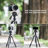 K&F Concept 64-Inch Professional Aluminum Tripod Model K234A0 and Video Head with Phone Holder
