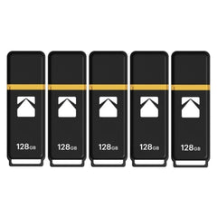 Kodak Classic K100 Cap and Body Series USB 3.2 Gen 1 Interface 128GB Flash Drive (5 Pack)