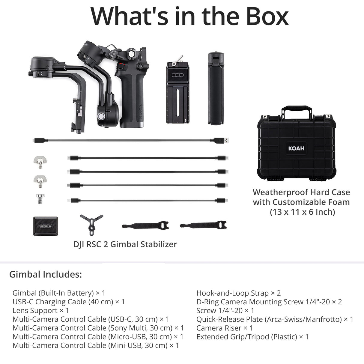 DJI RSC 2 Gimbal Stabilizer with Weatherproof Hard Case - Gimbal Stabilizer with 1'' OLED Screen