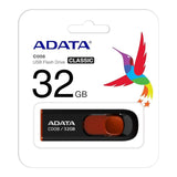 Adata C008 32GB USB 2.0 Retractable Scratchproof and Dirt-Repellent Flash Drive (Red)