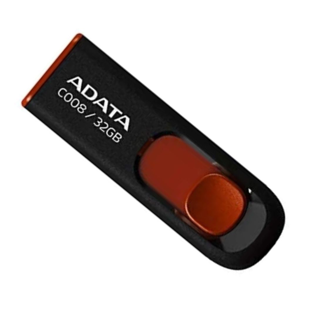 Adata C008 32GB USB 2.0 Retractable Scratchproof and Dirt-Repellent Flash Drive (Red)
