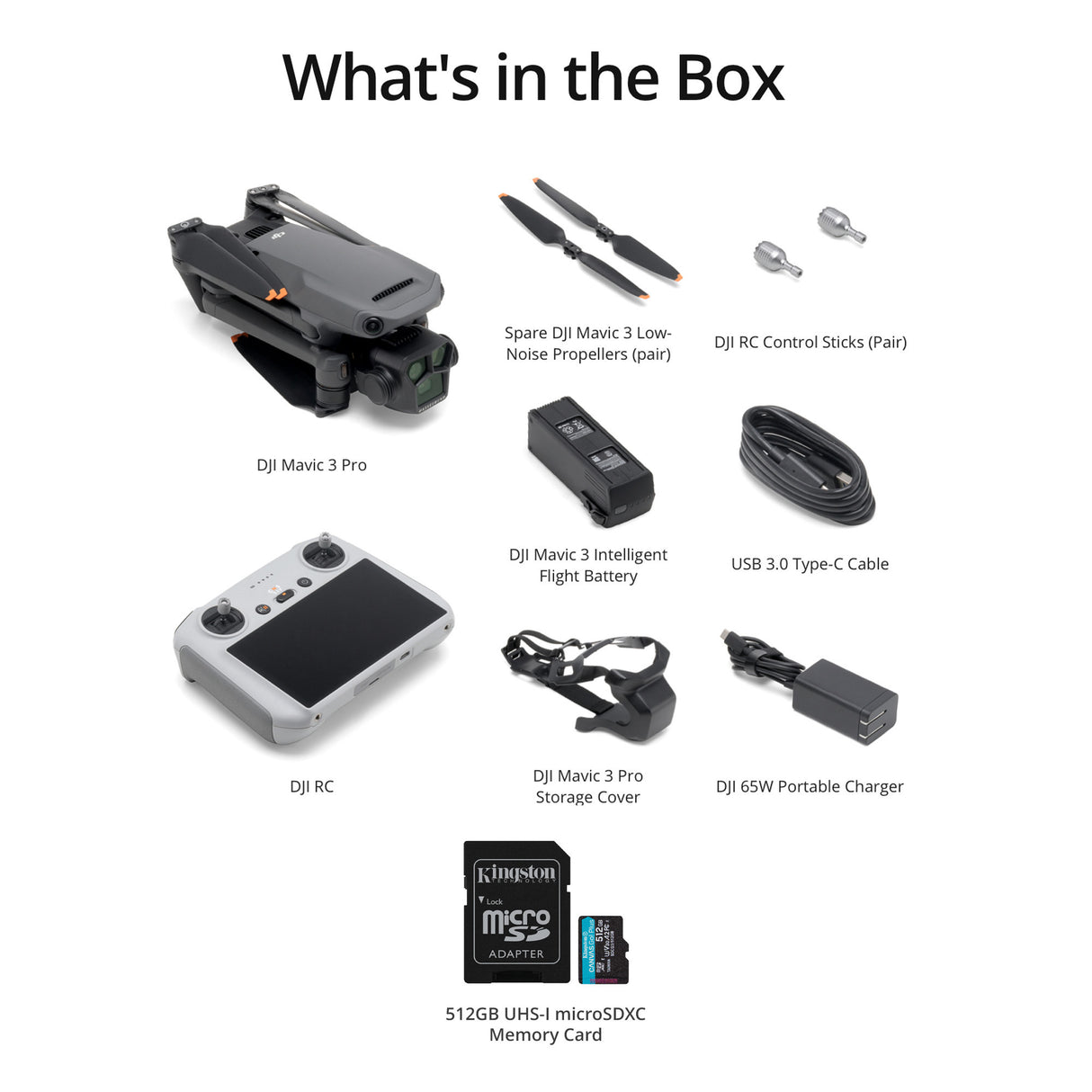 DJI Mavic 3 Pro Camera Drone with RC Remote and 128GB MicroSD – 4/3 CMOS Hasselblad Camera