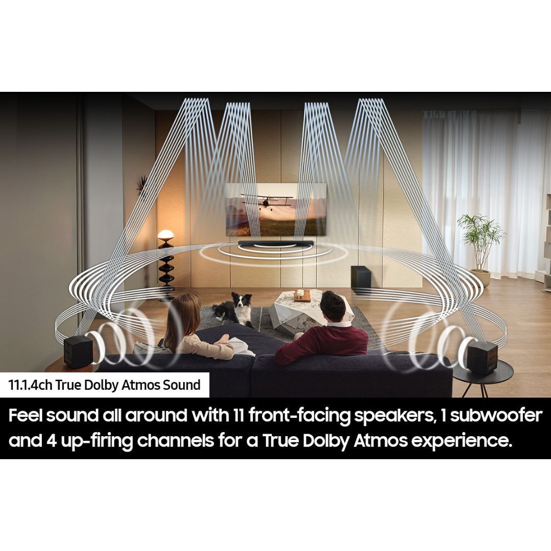 Samsung 11.1.4 Channels 656W Wireless Dolby ATMOS Soundbar with 22 Rear Speakers (Titan Black)