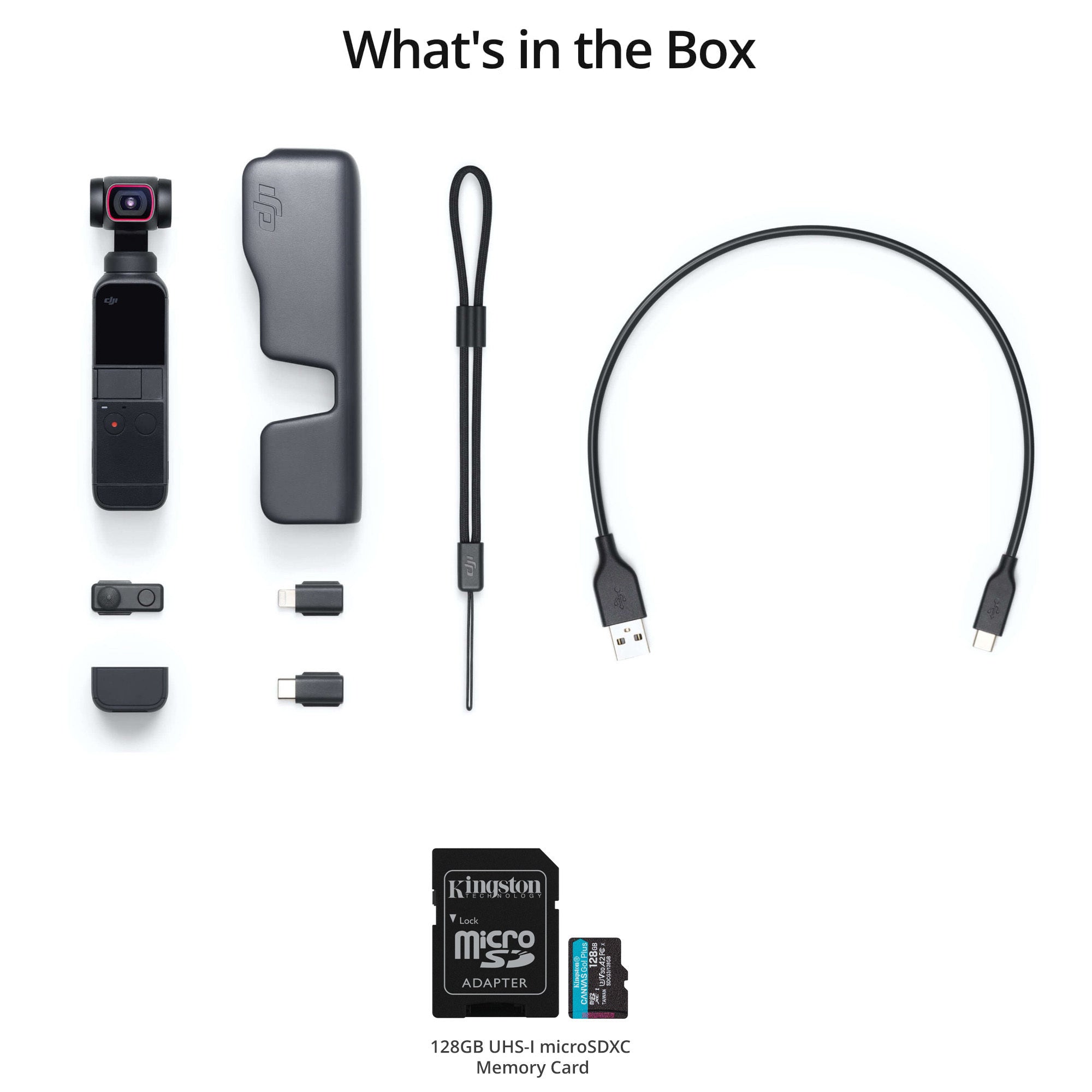 DJI Pocket 2 Gimbal with Mini Camera with 128GB U3 A2 MicroSD Card