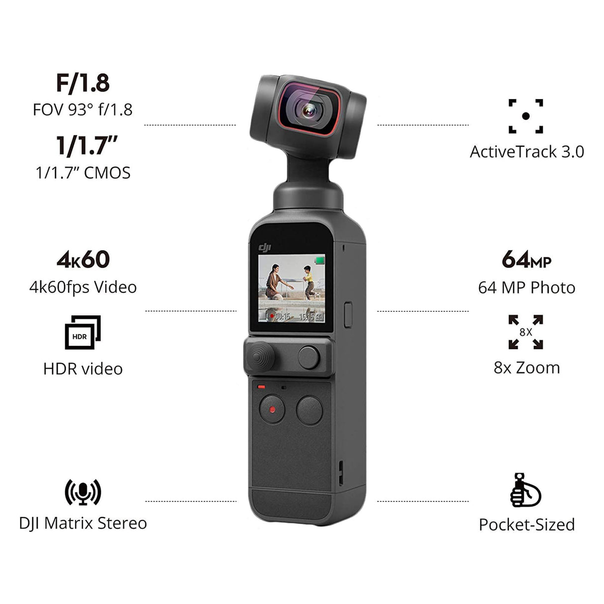 DJI Pocket 2 Gimbal with Mini Camera with 128GB U3 A2 MicroSD Card - Handheld Pocket-Sized Camera