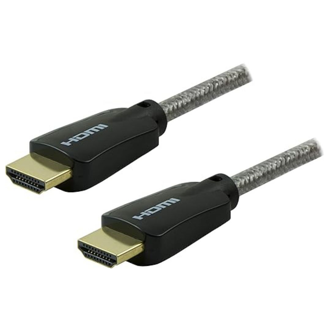 GE Pro Premium 6 Feet High-Speed HDMI Cable with Built-In Ethernet for 4K UltraHD (Silver, 2-Pack)