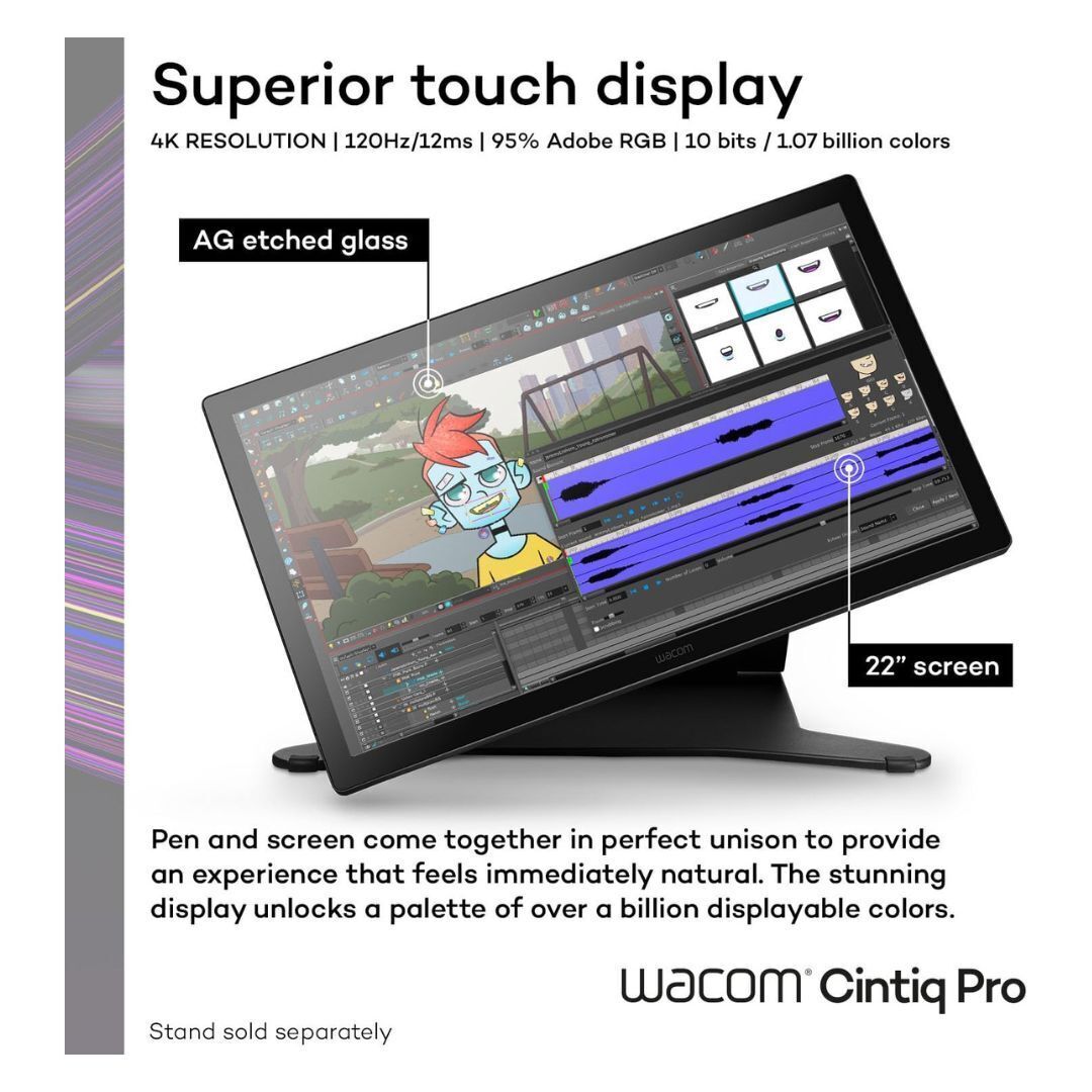 Wacom Cintiq Pro 22 Ultra HD 4K Drawing Tablet with 10-Point Multi-Touch, and Pro Pen 3 (Black)