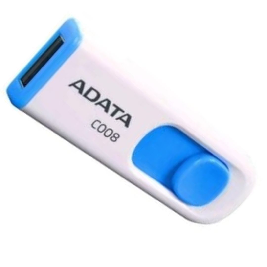 ADATA C008 32GB USB 2.0 Retractable Capless Flash Drive with 60 Mbps Read Speed (White)
