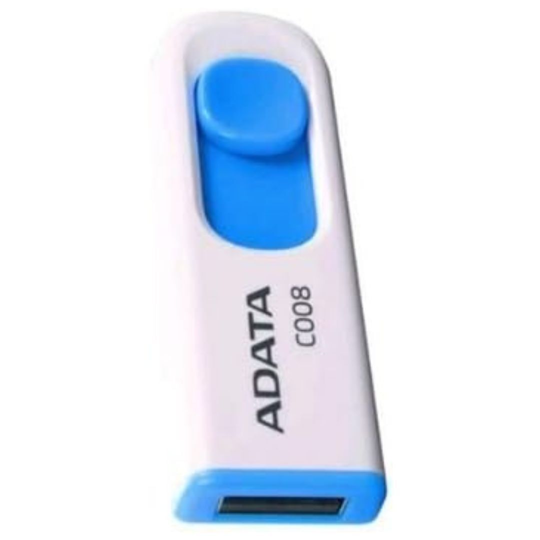 ADATA C008 32GB USB 2.0 Retractable Capless Flash Drive with 60 Mbps Read Speed (White)
