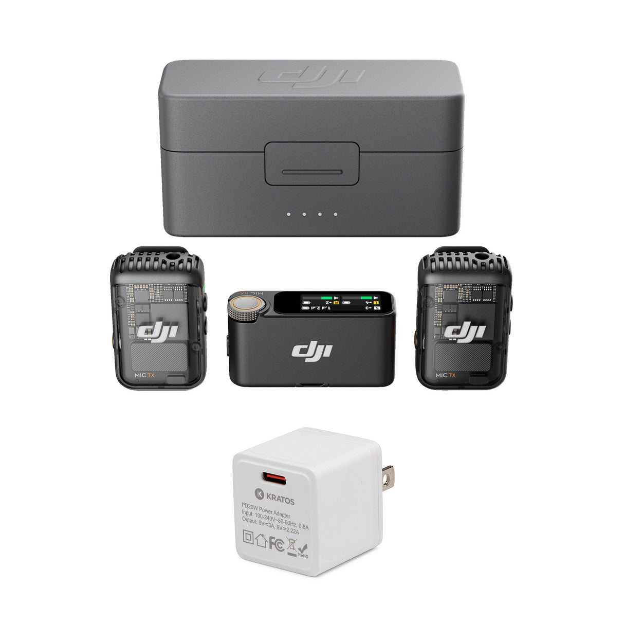 DJI Mic 2 - Professional Audio System (2 TX + 1 RX + Charging Case)  with Accessories Bundle