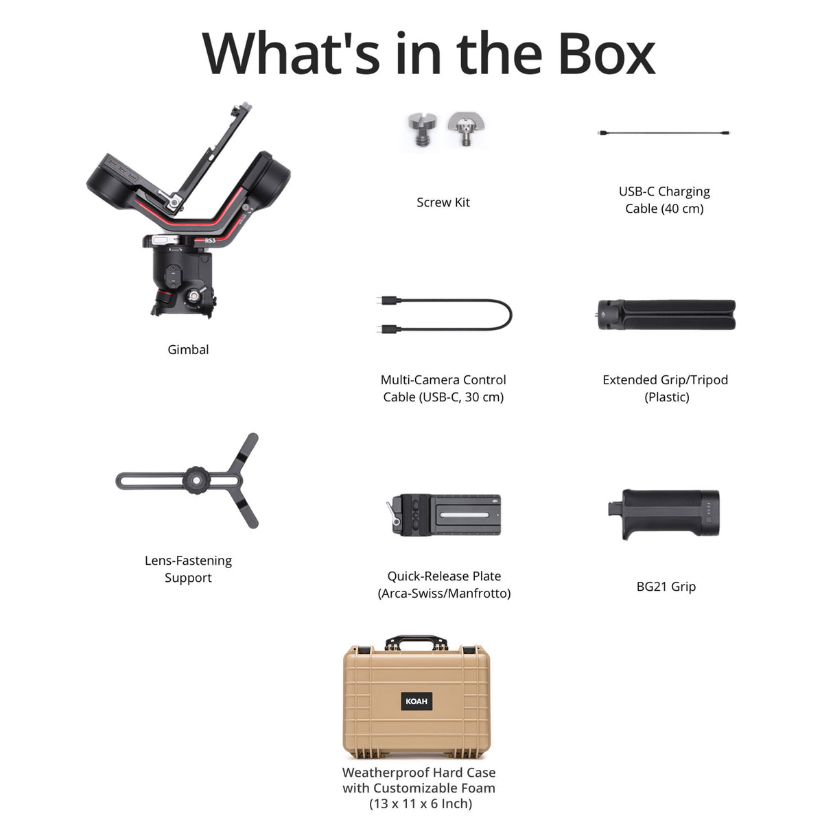 DJI RS 3 Pro Gimbal Stabilizer Combo with Weatherproof Hard Case with Customizable Foam bundle