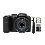 Kodak PIXPRO AZ255 Astro Zoom 16MP Digital Camera (Black) with 64GB SD Card, Batteries Bundle