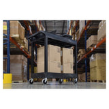 Luxor EC Series 32-Inch x 18-Inch Tub Storage Utility Cart with Two Tub Shelf Cart Suits (Black)