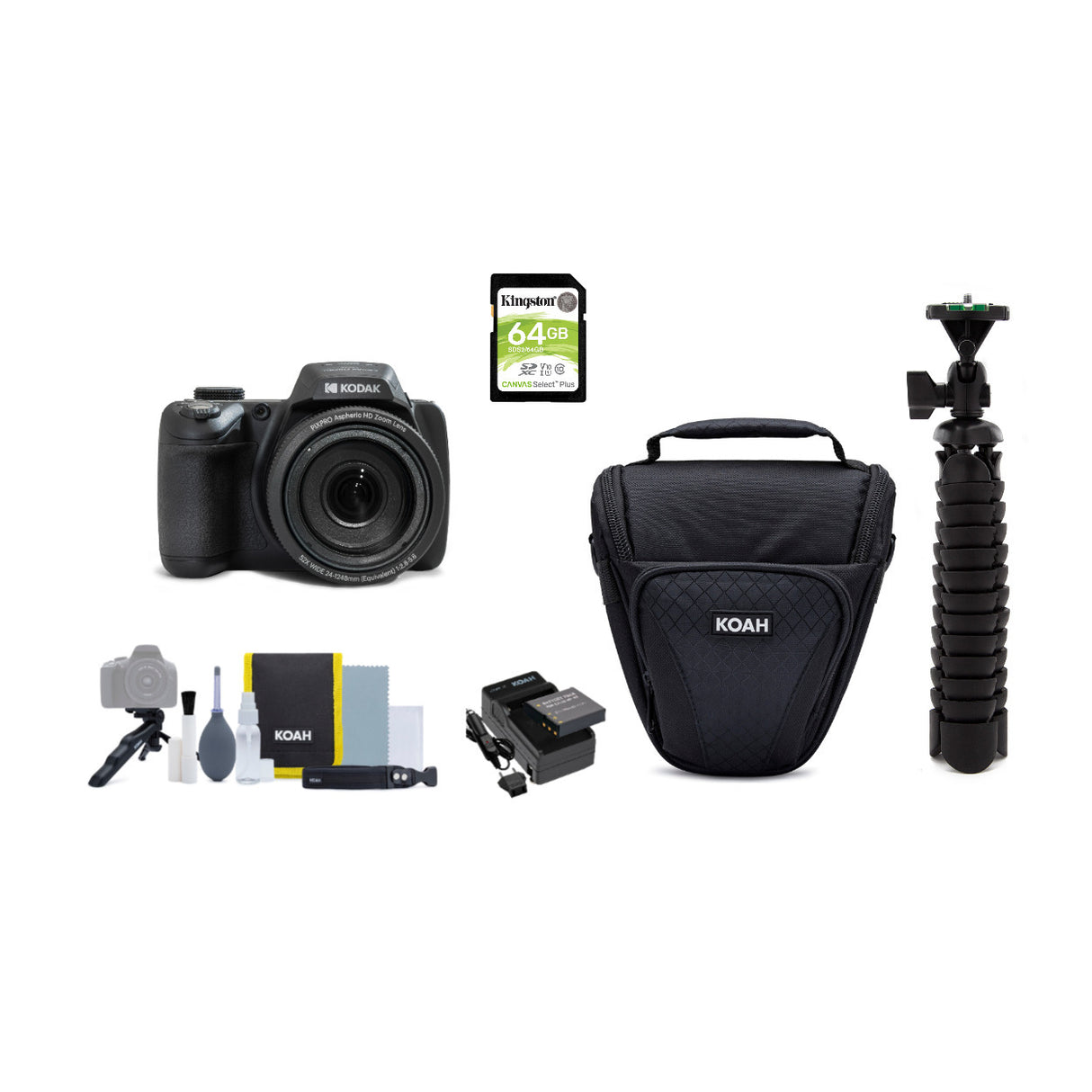 Kodak PIXPRO AZ528 16MP Astro Zoom Digital Camera with 52x Optical Zoom (Black) with SD Card Bundle