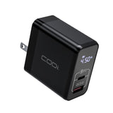 CODi 30W Dual Port Wall Charger with USB-C and USB-A Quick Charge 3.0 Outputs (Black)