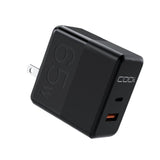 CODi 65W GaN Dual Port Wall Charger with USB-C and USB-A Quick Charge 3.0 Outputs (Black)
