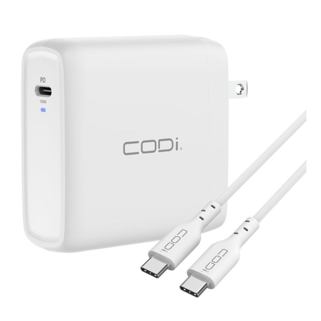 CODi 100W Wall USB-C Charger with Durable USB2.0 EPR Braided Cable with Universal Charging